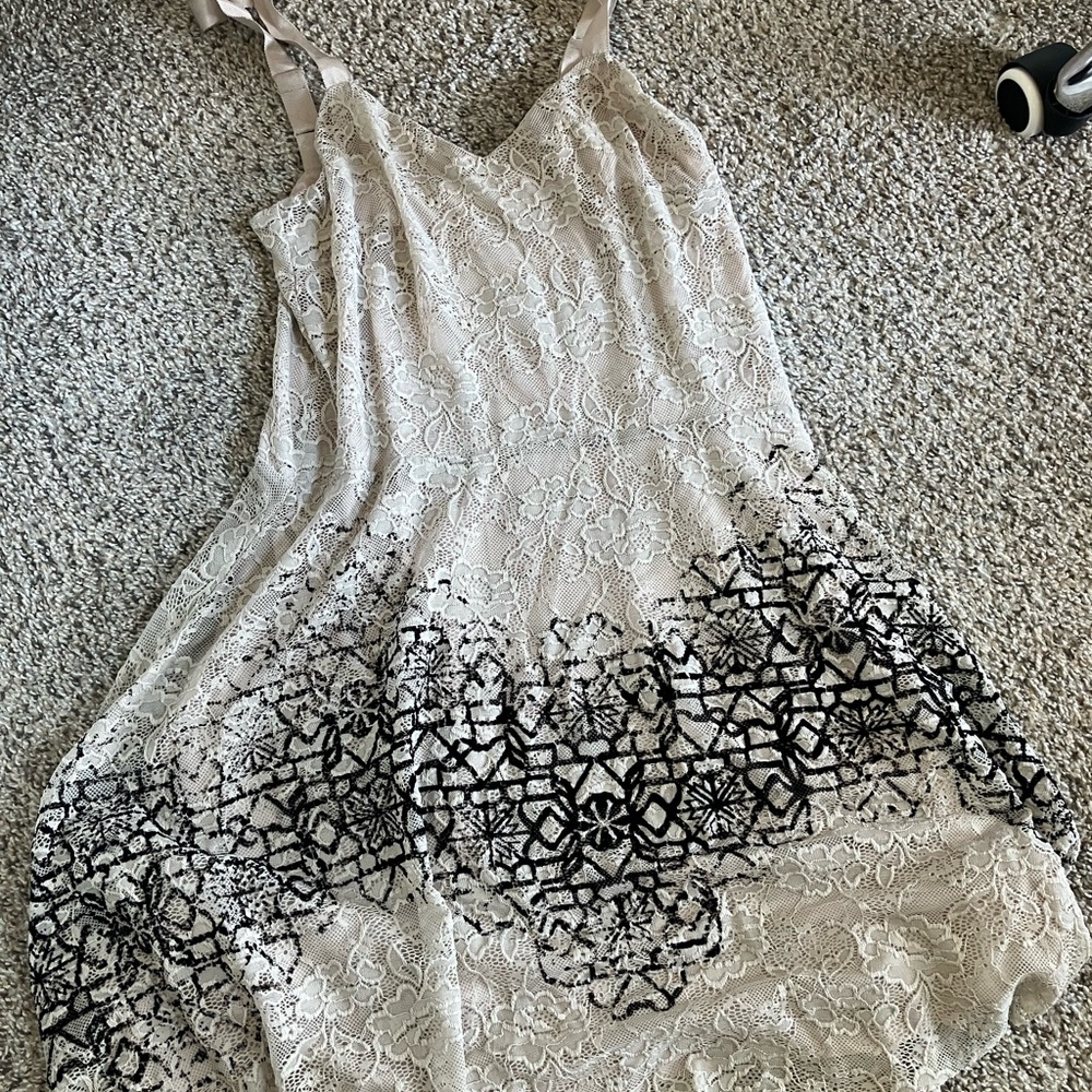 Free People Gray and Black Lace Mini Dress